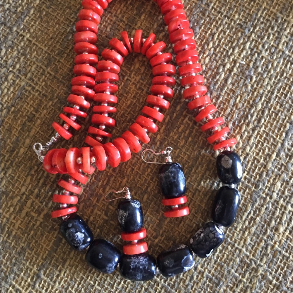 Popping Color Necklace and Earrings